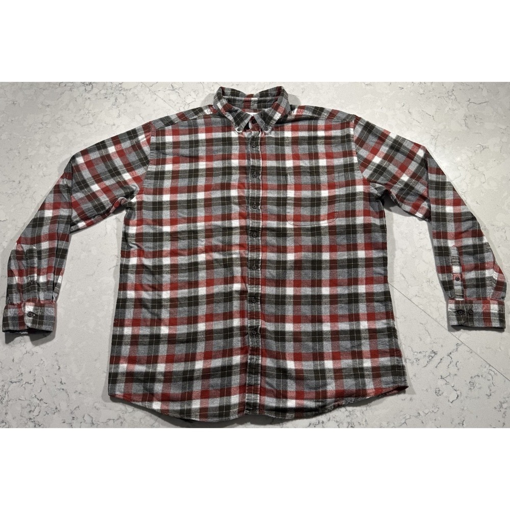 Croft & Barrow Flannel Shirt Mens XXL Red Plaid Button Down Long Sleeve Cotton